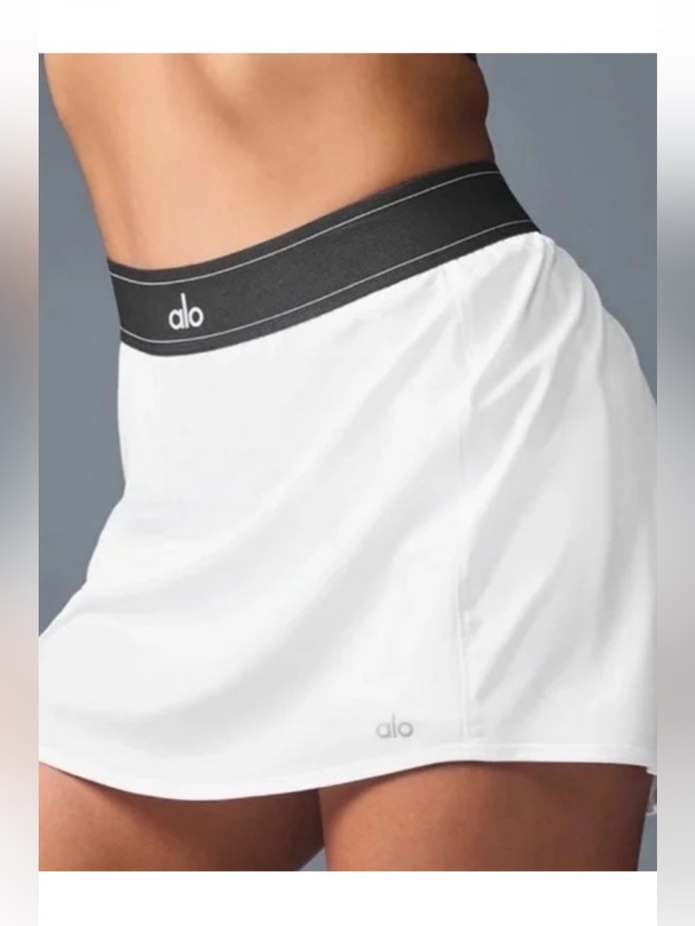 Alo Yoga Match Point Tennis Skirt White/Black Sz M 8-10 W6240R